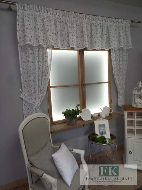 KOMPLET OKIENNY W KWIATKI Z LAMBREKINEM WYS 150 CM PROWASJA,SHABBY ,VINTAGE