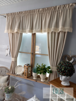 PRZEPIĘKNY KOMPLET NATURA Z LAMBREKINEM WYS 160 CM PROWASJA,SHABBY ,VINTAGE