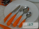 KOLEKCJA RAINBOW POMARAŃCZOWY KPL. SZTUĆCÓW W STOJAKU 24el. styl shabby, vintage KOLEKCJA RAINBOW POMARAŃCZOWY KPL. SZTUĆCÓW W STOJAKU 24el. styl shabby, vintage