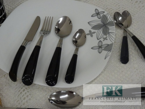 KOLEKCJA RAINBOW CZARNY KPL. SZTUĆCÓW W STOJAKU 24el. styl shabby, vintage KOLEKCJA RAINBOW CZARNY KPL. SZTUĆCÓW W STOJAKU 24el. styl shabby, vintage