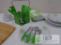 KOLEKCJA RAINBOW ZIELONY KPL. SZTUĆCÓW W STOJAKU 24el. styl shabby, vintage KOLEKCJA RAINBOW ZIELONY KPL. SZTUĆCÓW W STOJAKU 24el. styl shabby, vintage