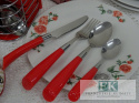 KOLEKCJA RAINBOW CZERWONY KPL. SZTUĆCÓW W STOJAKU 24el. styl shabby, vintage KOLEKCJA RAINBOW CZERWONY KPL. SZTUĆCÓW W STOJAKU 24el. styl shabby, vintage
