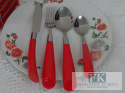 KOLEKCJA RAINBOW CZERWONY KPL. SZTUĆCÓW W STOJAKU 24el. styl shabby, vintage KOLEKCJA RAINBOW CZERWONY KPL. SZTUĆCÓW W STOJAKU 24el. styl shabby, vintage
