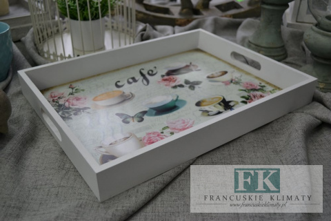 TACA DREWNIANA DEKORACYJNA CAFE 40,5 CM RETRO SHABBY CHIC PROWANSJA LOFT TACA DREWNIANA DEKORACYJNA CAFE 40,5 CM RETRO SHABBY CHIC PROWANSJA LOFT