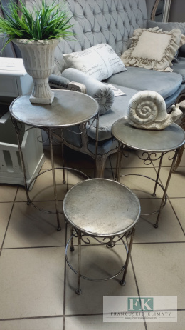 STOLIK pomocnik METAL WYS. 61 CM kwietnik antyczne srebro