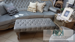 FRANCJA ŁAWKA - SIEDZISKO 104x44 PUF pikowane plusz antyczne drewno