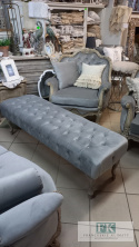 FRANCJA ŁAWKA - SIEDZISKO 143x44 PUF pikowane plusz antyczne drewno FRANCJA ŁAWKA - SIEDZISKO 143x44 PUF pikowane plusz antyczne drewno