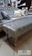FRANCJA ŁAWKA - SIEDZISKO 143x44 PUF pikowane plusz antyczne drewno FRANCJA ŁAWKA - SIEDZISKO 143x44 PUF pikowane plusz antyczne drewno