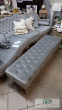 FRANCJA ŁAWKA - SIEDZISKO 143x44 PUF pikowane plusz antyczne drewno FRANCJA ŁAWKA - SIEDZISKO 143x44 PUF pikowane plusz antyczne drewno