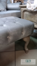 FRANCJA ŁAWKA - SIEDZISKO 143x44 PUF pikowane plusz antyczne drewno FRANCJA ŁAWKA - SIEDZISKO 143x44 PUF pikowane plusz antyczne drewno