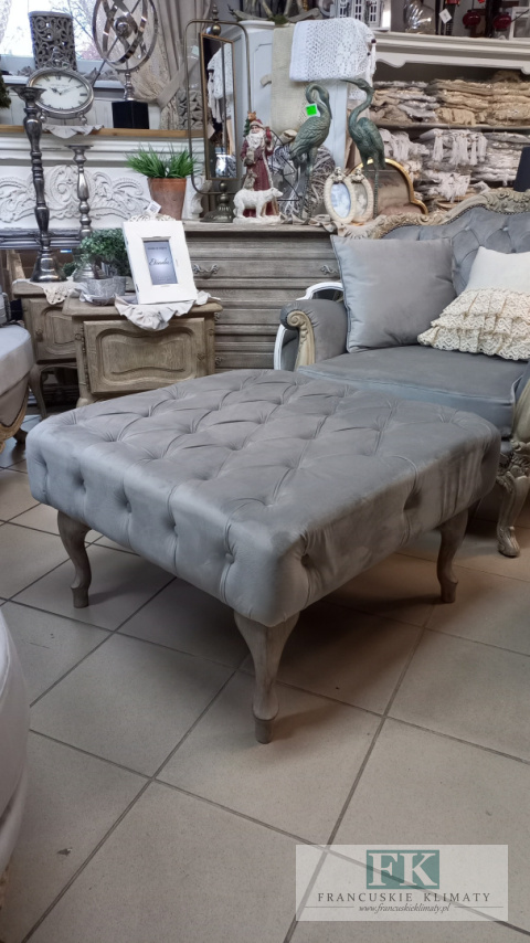 FRANCJA PUF STOLIK 74 X 74 cm plusz antyczne drewno FRANCJA PUF STOLIK 74 X 74 cm plusz antyczne drewno