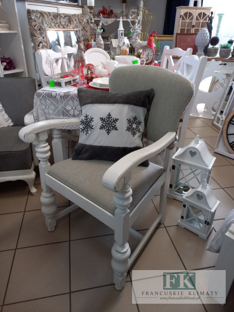 FRANCUSKI FOTEL cottage SHABBY biały beż