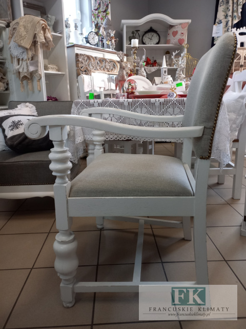 FRANCUSKI FOTEL cottage SHABBY biały beż