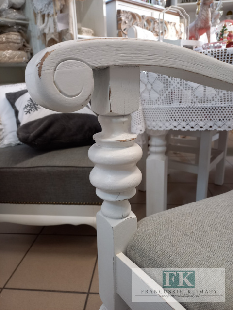 FRANCUSKI FOTEL cottage SHABBY biały beż