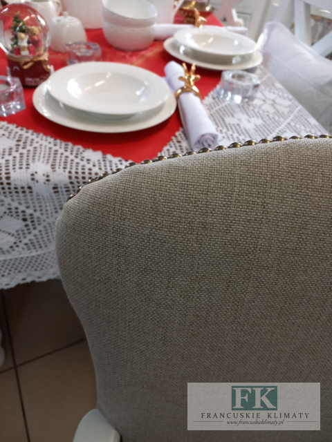 FRANCUSKI FOTEL cottage SHABBY biały beż