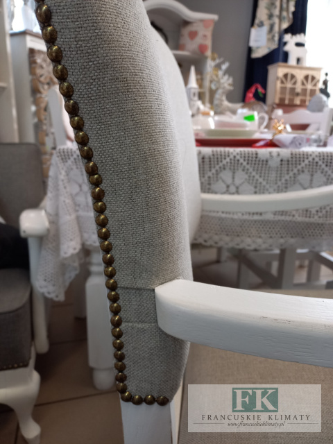 FRANCUSKI FOTEL cottage SHABBY biały beż