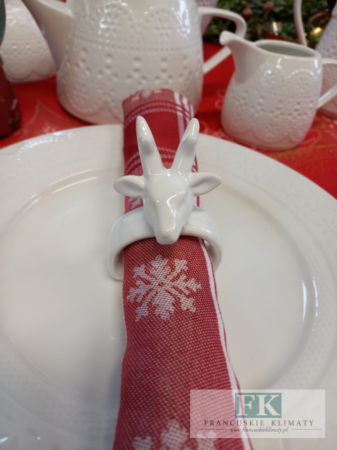 KOMPLET 3 OBRĄCZEK NA SERWETKI BIAŁY JELEŃ RENIFER jelonek