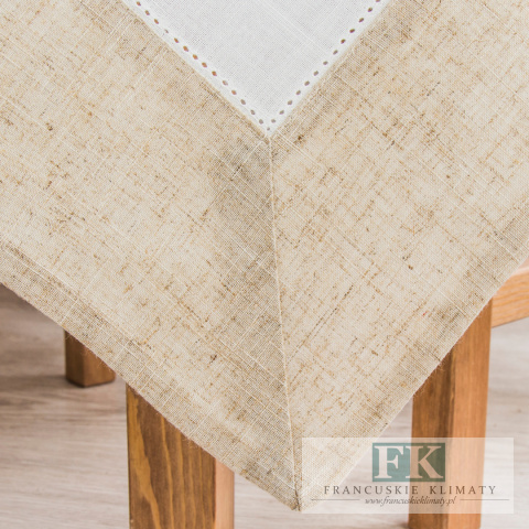 OBRUS KALABRA 140X300 ŁAMANA BIEL BEŻ NATURA SHABBY CHIC FRANCJA OBRUS KALABRA 140X300 ŁAMANA BIEL BEŻ NATURA SHABBY CHIC FRANCJA
