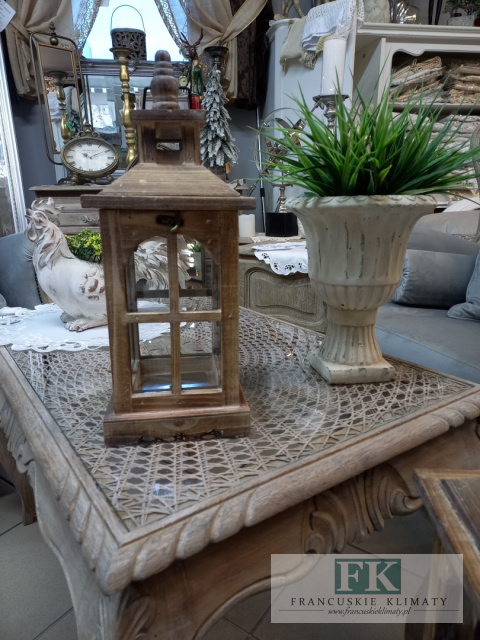 LAMPION LATARNIA KAMIENICZKA 42 CM DREWNO SZKŁO