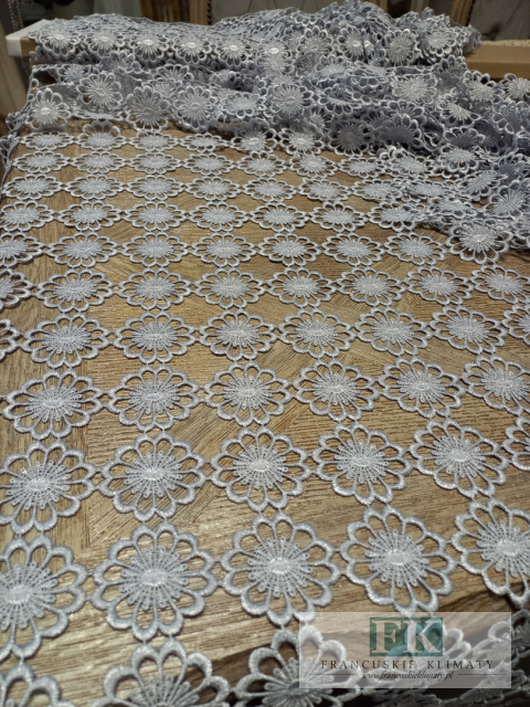 MATERIAŁ tkanina GIPIUROWY GIPIURA SZARA 150 CM MATERIAŁ tkanina GIPIUROWY GIPIURA SZARA 150 CM