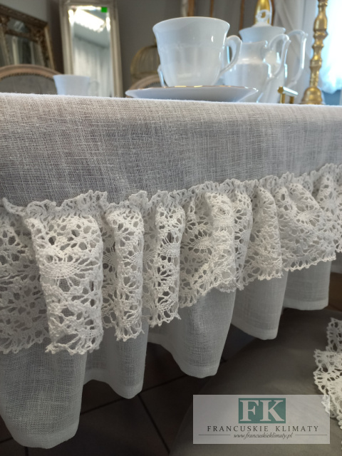 film ! OBRUS NATURA 130x190 FALBANY KORONKA BIEL , STYL FRANCUSKI SHABBY CHIC film ! OBRUS NATURA 130x190 FALBANY KORONKA BIEL , STYL FRANCUSKI SHABBY CHIC