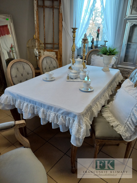 film ! OBRUS NATURA 130x190 FALBANY KORONKA BIEL , STYL FRANCUSKI SHABBY CHIC film ! OBRUS NATURA 130x190 FALBANY KORONKA BIEL , STYL FRANCUSKI SHABBY CHIC
