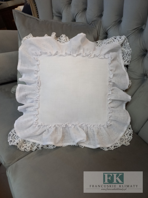 POSZEWKA BIAŁA , PODWÓJNA FALBANA KORONKA ,PROWANSJA, SHABBY,CHIC POSZEWKA BIAŁA , PODWÓJNA FALBANA KORONKA ,PROWANSJA, SHABBY,CHIC