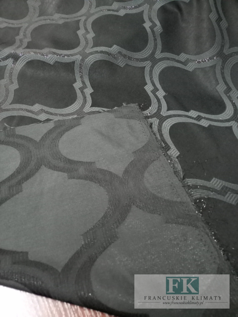 TKANINA MATERIAŁ ZASŁONOWY szer 140 cm CZERŃ ORNAMENT