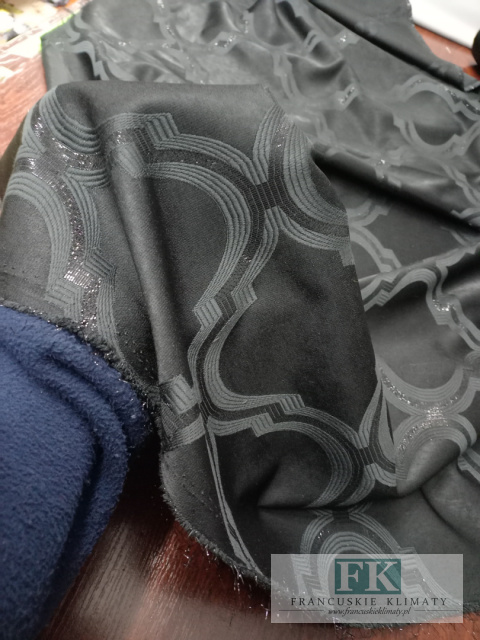 TKANINA MATERIAŁ ZASŁONOWY szer 140 cm CZERŃ ORNAMENT