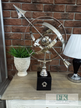 ASTROLABIUM WYS. 59 CM !! - Srebrne metalowe astrolabium dekoracja na biurko ozdoba do gabinetu salonu