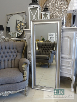 LUSTRO pion/ poziom W SREBRNEJ RAMIE WYS. 134,5 CM STYLU PROWANSALSKIM, SHABBY, CHIC , VINTAGE.