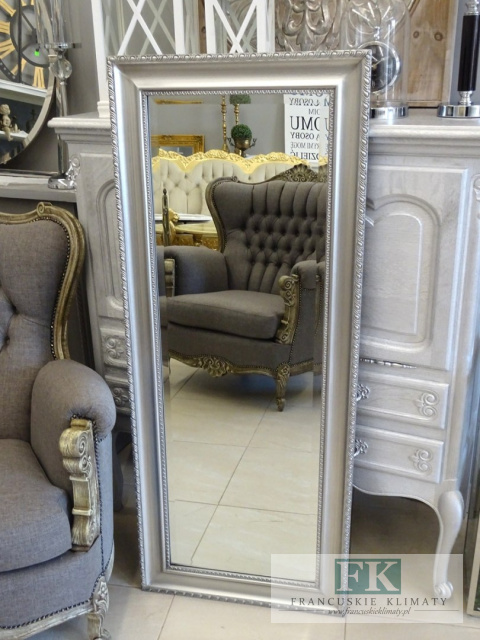 LUSTRO pion/ poziom W SREBRNEJ RAMIE WYS. 134,5 CM STYLU PROWANSALSKIM, SHABBY, CHIC , VINTAGE.