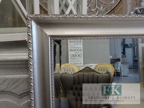 LUSTRO pion/ poziom W SREBRNEJ RAMIE WYS. 134,5 CM STYLU PROWANSALSKIM, SHABBY, CHIC , VINTAGE.