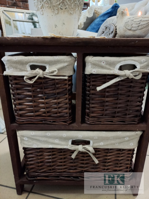 SZAFKA KOMÓDKA DREWNIANA 52 CM , WIKLINOWE SZUFLADY, OBNIŻKA SZAFKA KOMÓDKA DREWNIANA 52 CM , WIKLINOWE SZUFLADY, OBNIŻKA