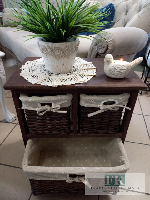 SZAFKA KOMÓDKA DREWNIANA 52 CM , WIKLINOWE SZUFLADY, OBNIŻKA SZAFKA KOMÓDKA DREWNIANA 52 CM , WIKLINOWE SZUFLADY, OBNIŻKA