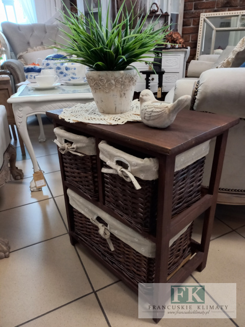SZAFKA KOMÓDKA DREWNIANA 52 CM , WIKLINOWE SZUFLADY, OBNIŻKA SZAFKA KOMÓDKA DREWNIANA 52 CM , WIKLINOWE SZUFLADY, OBNIŻKA