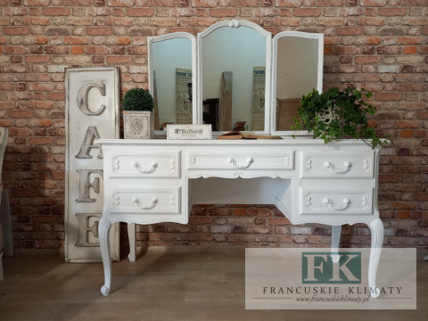 *FRANCUSKI KPL. BIURKO Z LUSTREM + FOTEL dąb BIEL *FRANCUSKI KPL. BIURKO Z LUSTREM + FOTEL dąb BIEL