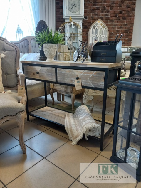 KONSOLA / stolik DREWNO - METAL SZER. 98 CM loft vintage