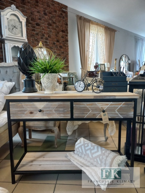 KONSOLA / stolik DREWNO - METAL SZER. 98 CM loft vintage