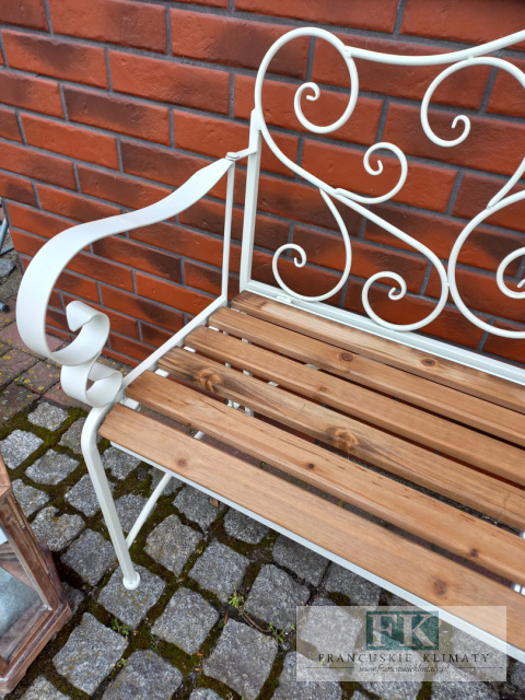 ŁAWKA 115 CM KUTY METAL HOME & GARDEN Z DREWNIANYM SIEDZISKIEM W STYLU FRANCUSKIM , PROWANSALSKIM , SHABBY , LOFT. ŁAWKA 115 CM KUTY METAL HOME & GARDEN Z DREWNIANYM SIEDZISKIEM W STYLU FRANCUSKIM , PROWANSALSKIM , SHABBY , LOFT.