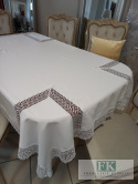 OBRUS 140/180 BIEL GIPIURA , GLAMOUR SHABBY CHIC