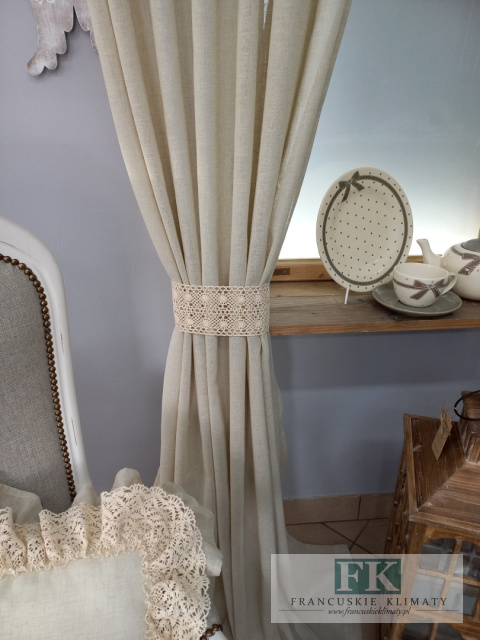 KOMPLET 350/250 NATURA lambrekin zasłony koronka