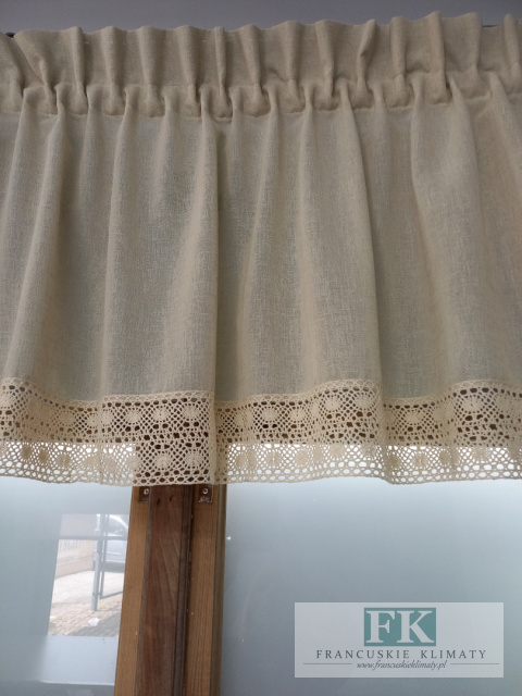 KOMPLET 350/250 NATURA lambrekin zasłony koronka
