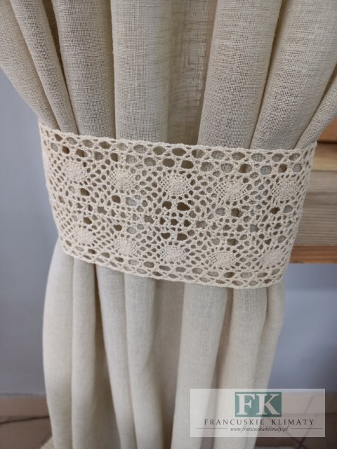 KOMPLET 350/250 NATURA lambrekin zasłony koronka