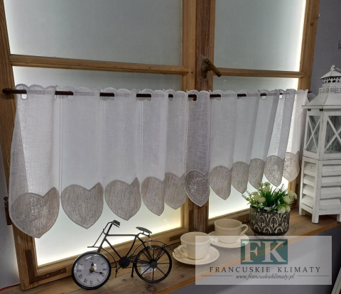 METRAŻ ! ZAZDROSTKA BEŻ SERCE HAFT WITRAŻ WYS 40 CM , PROWANSJA , VINTAGE , RETRO , SHABBY CHIC METRAŻ ! ZAZDROSTKA BEŻ SERCE HAFT WITRAŻ WYS 40 CM , PROWANSJA , VINTAGE , RETRO , SHABBY CHIC