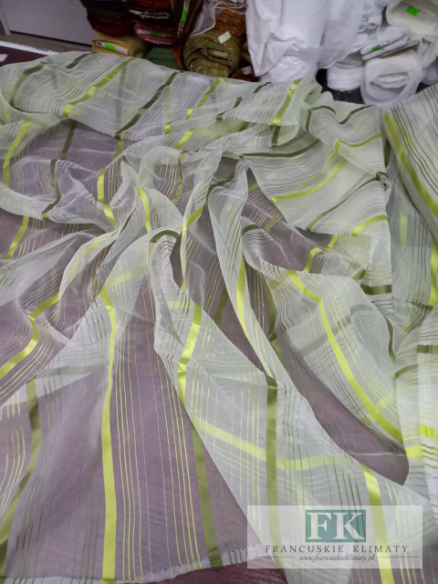 TKANINA MATERIAŁ ORGANZA PASY ZIELEŃ - OLIWKA 300 CM TKANINA MATERIAŁ ORGANZA PASY ZIELEŃ - OLIWKA 300 CM