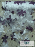 TKANINA MATERIAŁ ORGANZA KWIATY SZER 280 FIOLET - ŁAMANA BIEL TKANINA MATERIAŁ ORGANZA KWIATY SZER 280 FIOLET - ŁAMANA BIEL