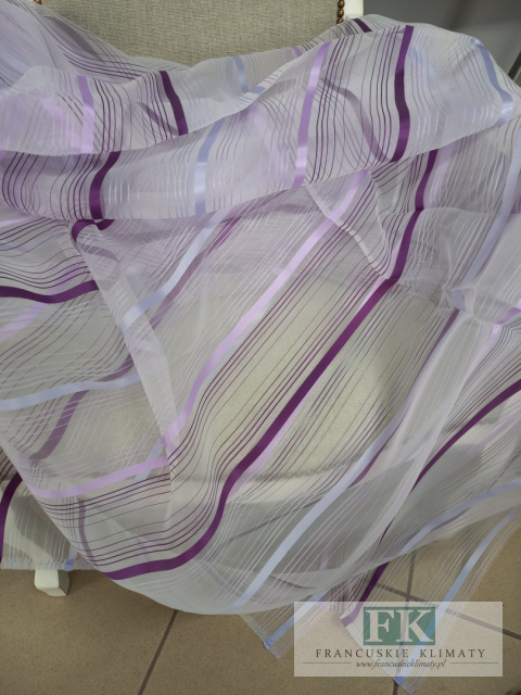 TKANINA MATERIAŁ ORGANZA PASY FIOLET-LILA 300 CM TKANINA MATERIAŁ ORGANZA PASY FIOLET-LILA 300 CM