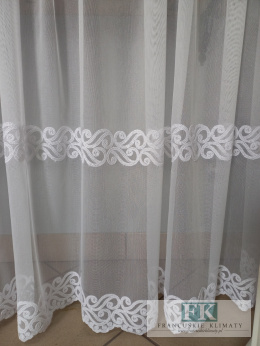 MATERIAŁ , TKANINA TIUL HAFTOWANY 5 pasów ORNAMENTOWY WZÓR 280 cm ŁAMANA BIEL