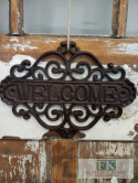 DEKORACJA ŻELIWNA TABLICZKA NAPIS "WELCOME " 27 CM W STYLU FRANCUSKIM , RETRO DEKORACJA ŻELIWNA TABLICZKA NAPIS "WELCOME " 27 CM W STYLU FRANCUSKIM , RETRO